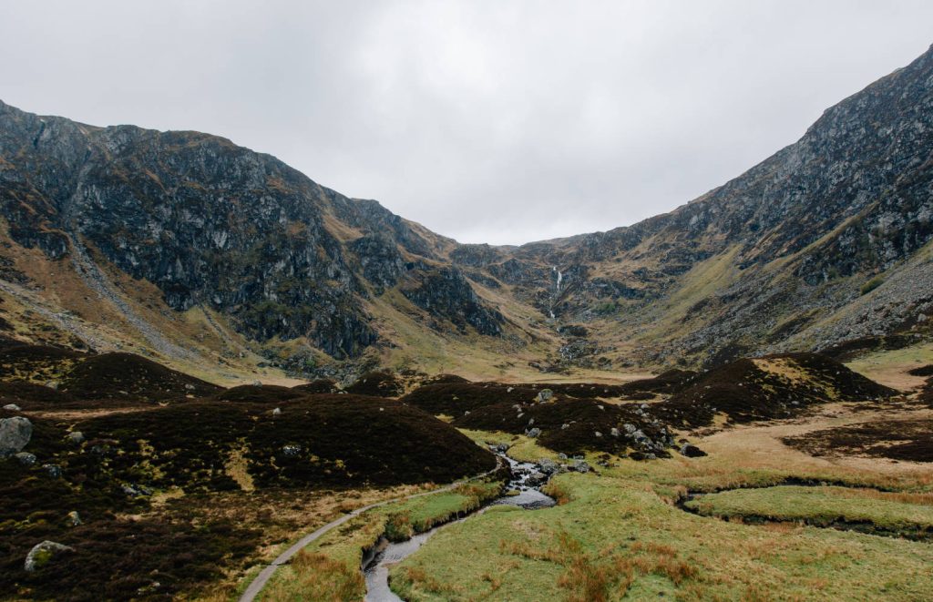 Scenic valley of Corrie Fee in the Angus Glens