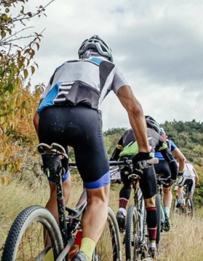 Cyclists along path in Scotland