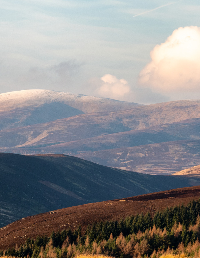 A view of Glen Clova and Loch Brandy in the Angus glens, Scotland.