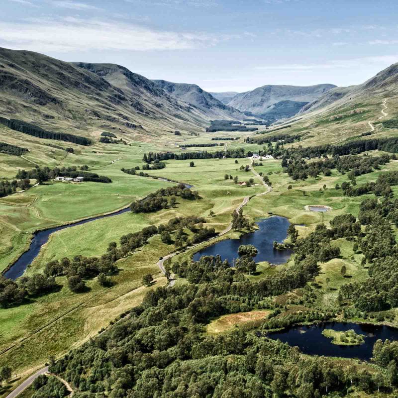 An aerial view of Glen Clova