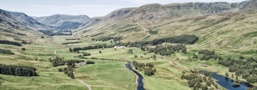 A stunnning aerial view of Glen Clova