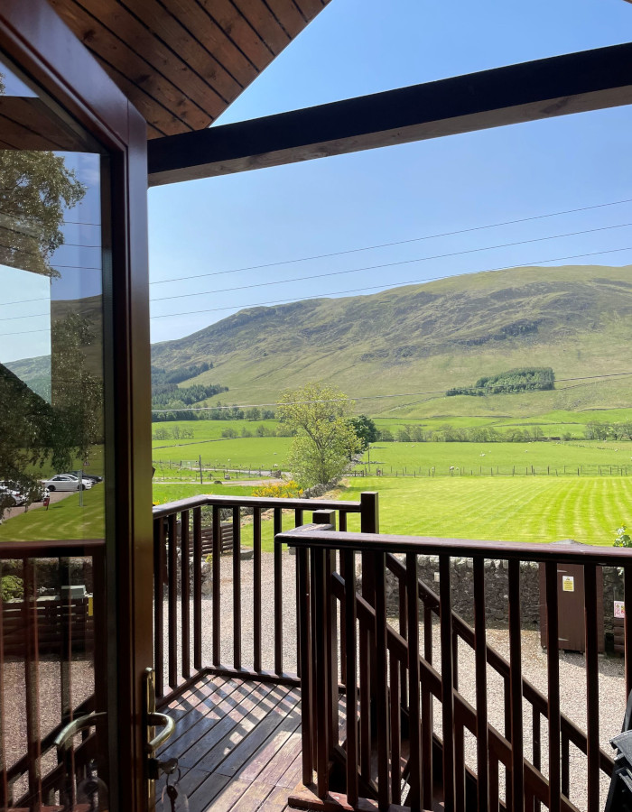 Private balcony in lodge with views Glen Clova