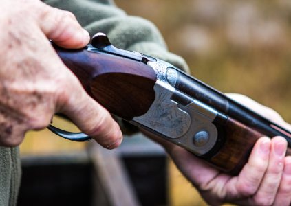 Close up of rifle used for clay pigeon shooting