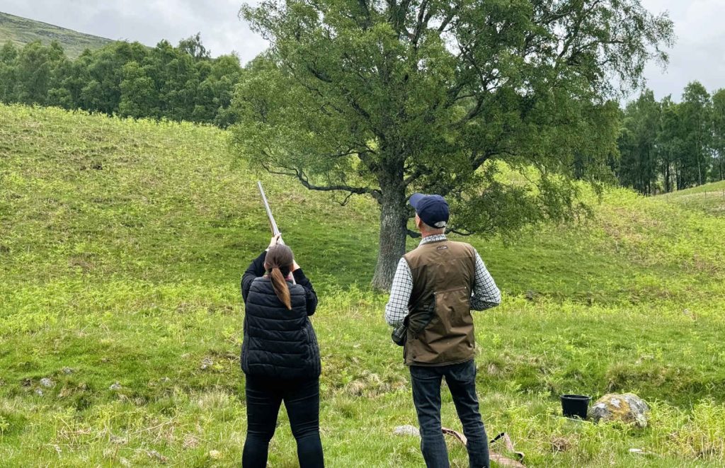 Simulated clay pigeon shooting activity at Glen Clova