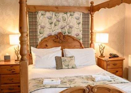 A Four Poster Bed in the Glen Clova Hotel