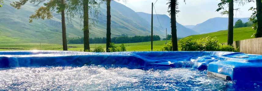 A stunning view of Glen Clova from the hot tub at The Old Manse at Glen Clova Hotel and Lodges in Scotland