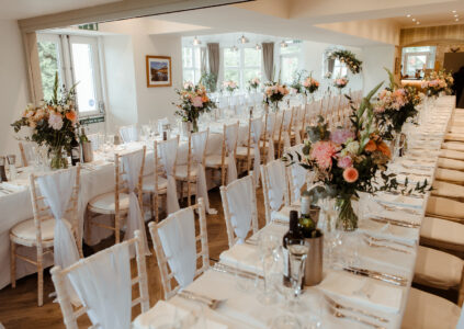 Dining room at Glen Clova Hotel set for a Wedding Meal Photography by Half Light Photography https://www.halflightphotography.co.uk