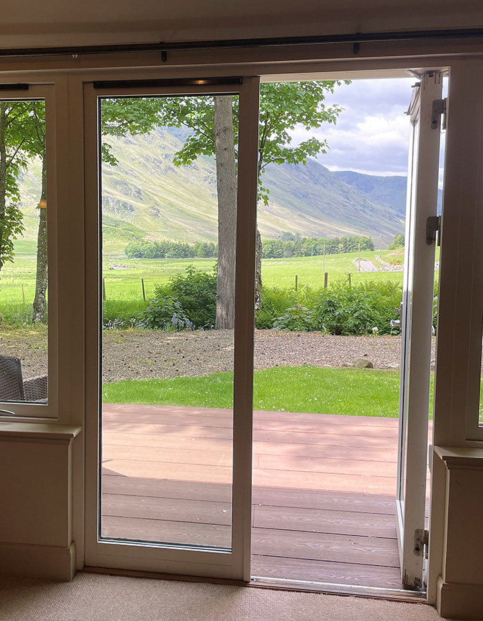 The views from the living room in Brandy Cottage at Glen Clova Hotel