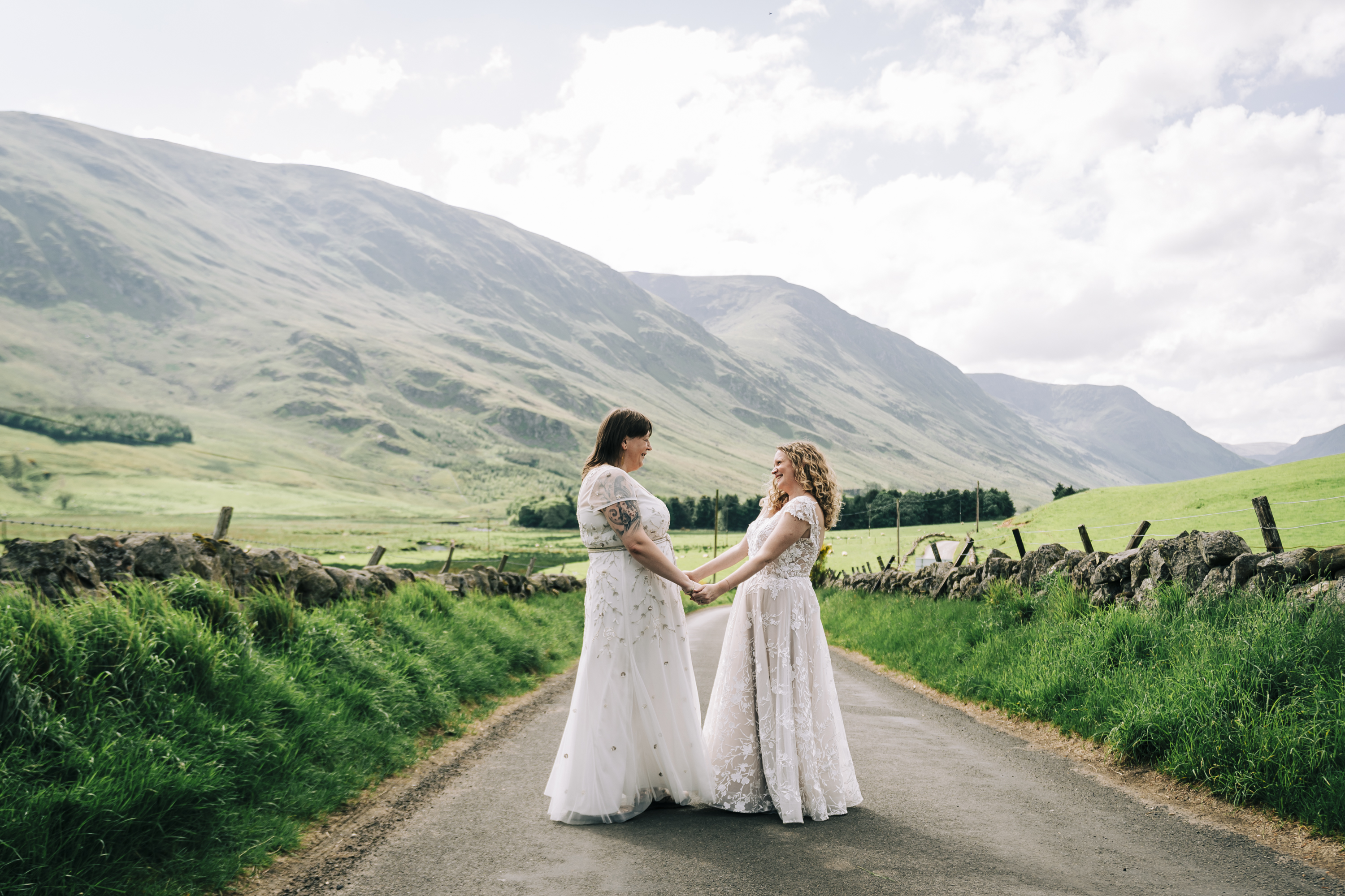 Bride and Bride in Glen Clova on their wedding day Photography by Karen Jackson https://www.karenjackson.co.uk