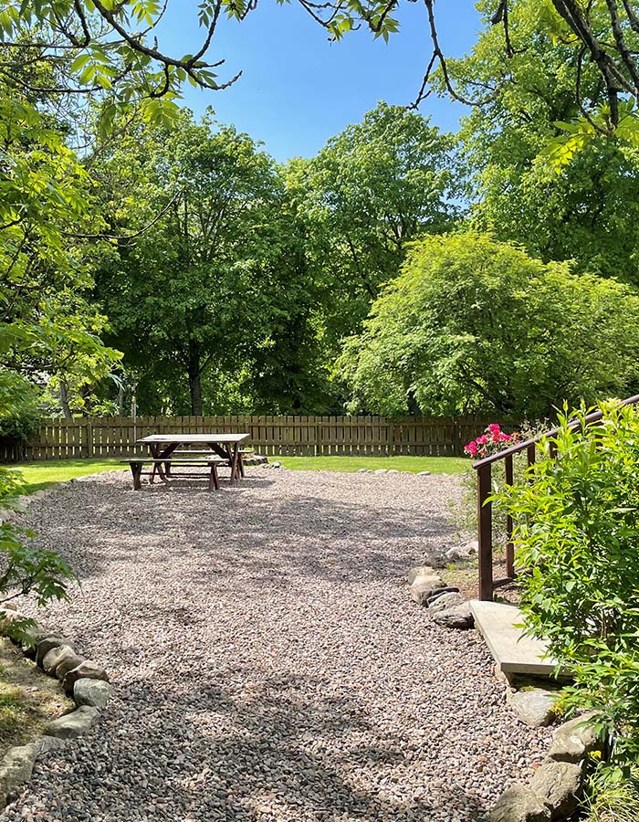 Private garden at the Old Mill Lodge and Glen Clova Hotel