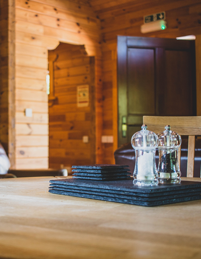 A table detail in a Hideaway Lodge at Glen Clova Hotel