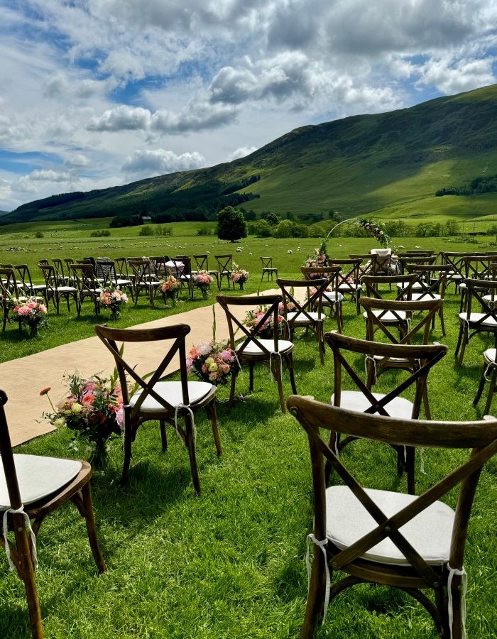 Ceremony with backdrop of Cairngorms