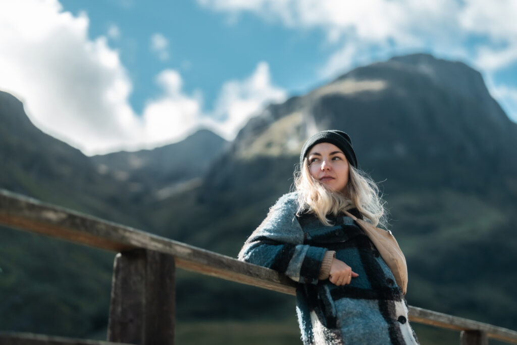 Woman in the Scottish mountains