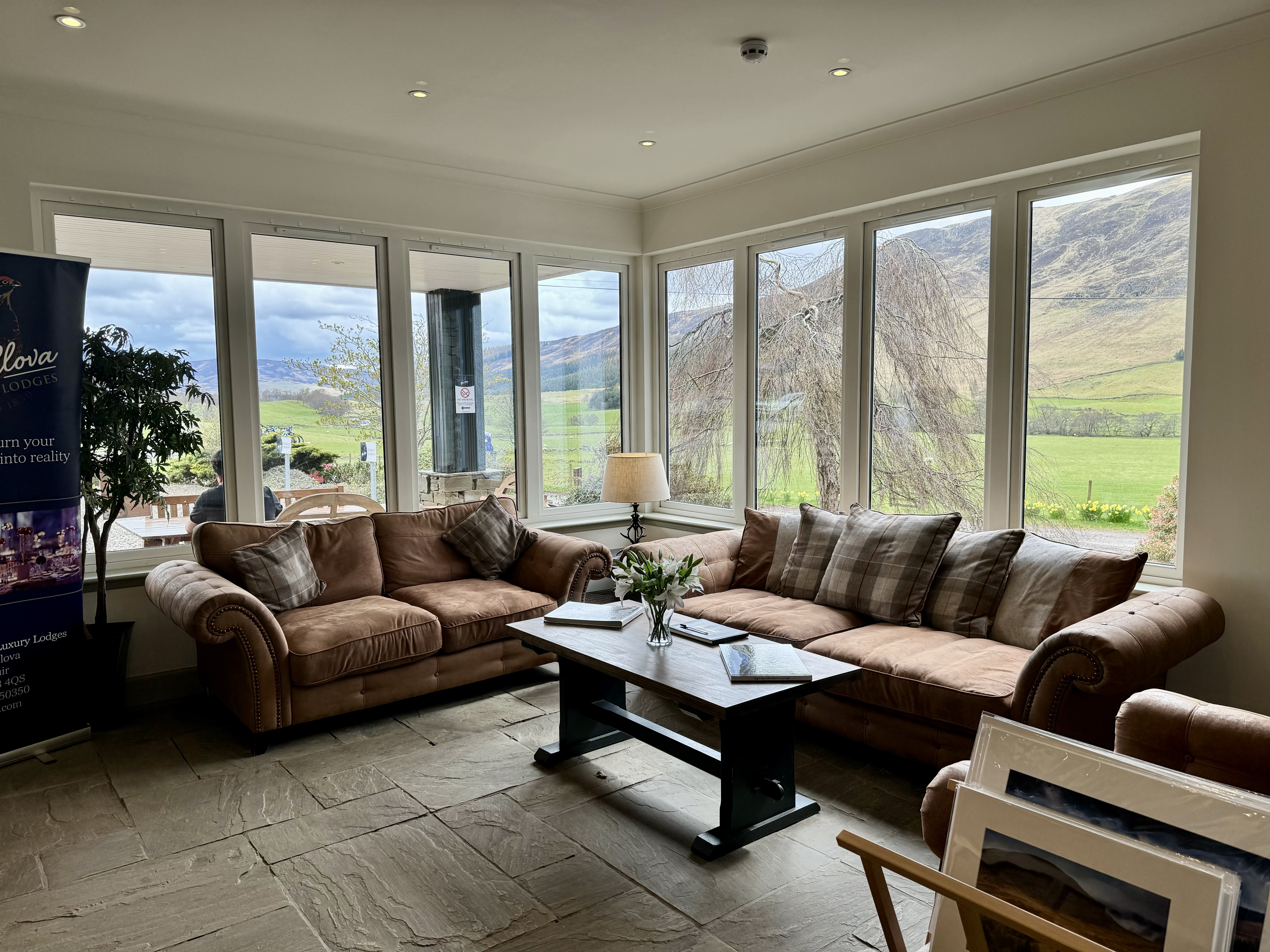 Reception area at Glen Clova.