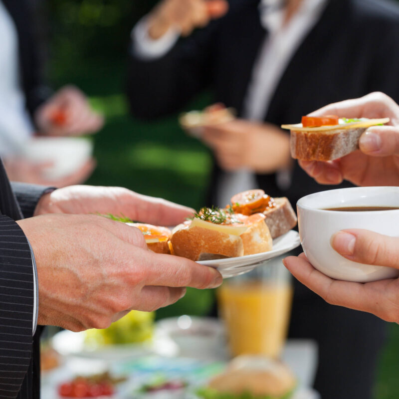 Outdoor refreshment break at a business meeting